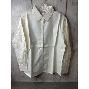 American Sweetheart Womens Button Up Shirt Ivory Off White Medium Long Sleeve